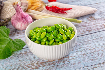 Edamame beans in the bowl