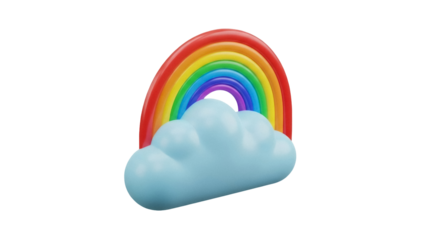 Isolated rainbow and cloud, a symbol of hope and optimism for weather or LGBTQ pride