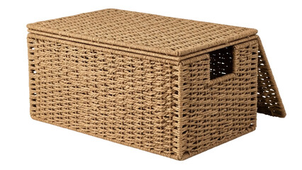 Isolated Woven Storage Basket with Lid a Decorative Container and Organization Solution