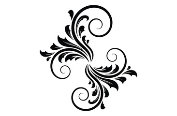 Ornate floral design isolated on white background