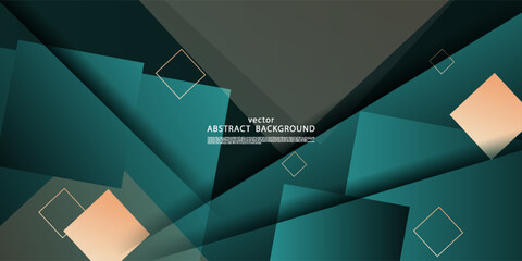 Abstract green banner background with overlapping square pattern design. Simple shadow banner background style. Vector eps10