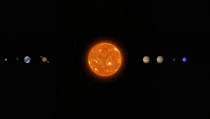 Solar system planets in deep space background