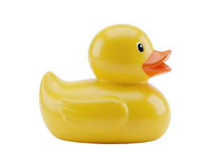 Isolated yellow rubber duck toy, plastic waterfowl, bath time accessory, water bird fun