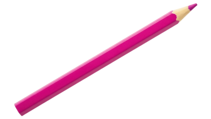 Isolated magenta pink pencil on a plain surface, simple drawing tool, stationery object