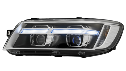 Isolated headlight assembly illuminates with style and high performance automotive design