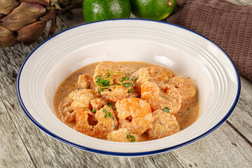 Prawn in white cream sauce