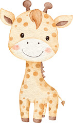 Watercolor Cute Baby Giraffe
