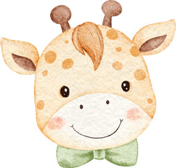 Watercolor Cute Baby Giraffe