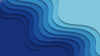Abstract Blue Paper Cut Background. 3D Wavy Layers Vector Illustration for Banner or Website Header. Modern Liquid Topography Map Concept. Deep Blue Fluid Shapes with Layered Relief Effect. Creative.