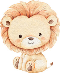 Watercolor Cute Baby Lion
