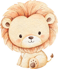 Watercolor Cute Baby Lion