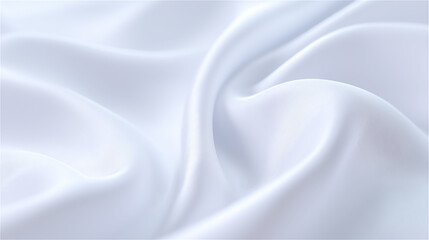 Fototapeta premium Soft white satin fabric folds creating smooth waves and highlights, elegant abstract background with copy space for branding, wedding, luxury skincare, and minimalist design.