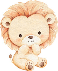 Watercolor Cute Baby Lion