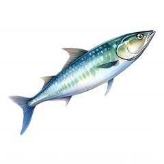 Naklejka premium Watercolor illustration of a mackerel fish with vibrant colors and intricate scale details