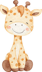 Watercolor Cute Baby Giraffe