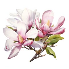 Elegant magnolia blossoms on branch bring a touch of spring