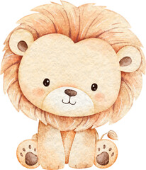 Watercolor Cute Baby Lion