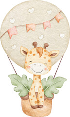 Baby Giraffe in Hot Air Balloon
