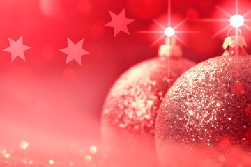 vibrant red gradient background, sparkling glitter particles drifting like snow, bright festive shimmer, luxurious christmas energy, smooth lighting
