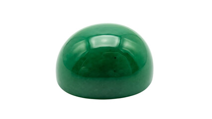 Polished green jade cabochon on black background gemstone