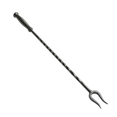 Silver metal cocktail stirring spoon with twisted handle and fork