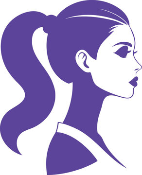 Elegant purple profile of a woman with a high ponytail