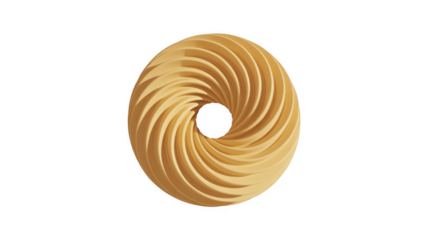Spiral donut shape beige isolated on a transparent background