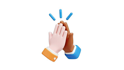 Obraz premium 3D Hands High-Fiving on White Background