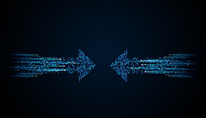 Two Arrows Transfer pointing on the Center to presents. Abstract technology hi tech background concept speed movement motion blur moving fast © Paradox-D