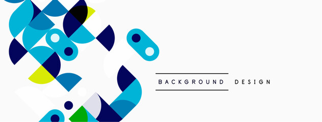 Abstract geometric shapes, blue, yellow, dark tones. Minimalist design, clean lines, modern aesthetic. Background element for projects.