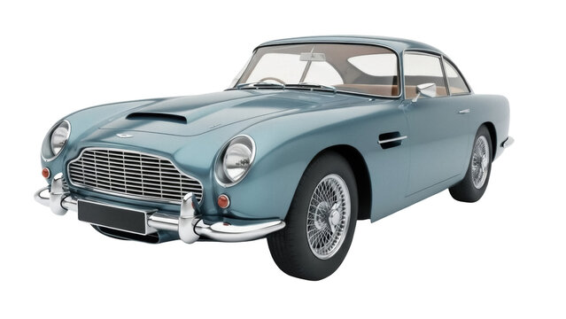 Isolated classic British luxury automobile, vintage coupe car, expensive antique vehicle