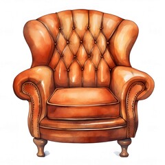Naklejka premium Classic armchair with tufted leather upholstery provides comfort and style