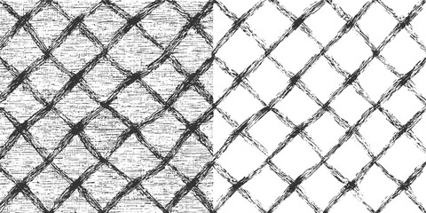 Fototapeta premium Black and white diagonal grid pattern with textured and clean backgrounds abstract