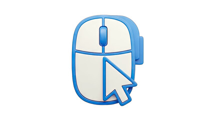 3D Computer Mouse with Cursor on White Background