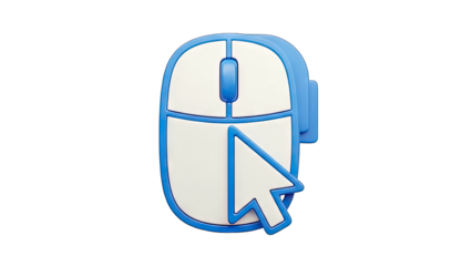3D Computer Mouse with Cursor on White Background
