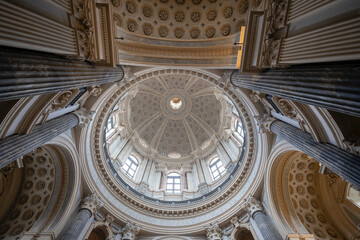 TURIN, ITALY, APRIL 1, 2025 - The inner of the dome of the basilica of Superga in Turin, Pedmont, Italy