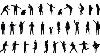 Fototapeta premium Collection of diverse people in various dynamic poses and actions