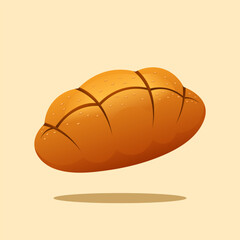 Fresh Bread Loaf Floating Vector Illustration