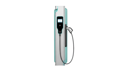 Isolated electric vehicle charging station, power supply point for car, technology, eco-friendly