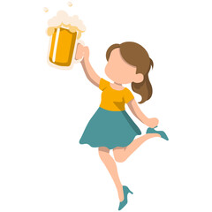 Girl Hold Bottles of Beer Cheers.