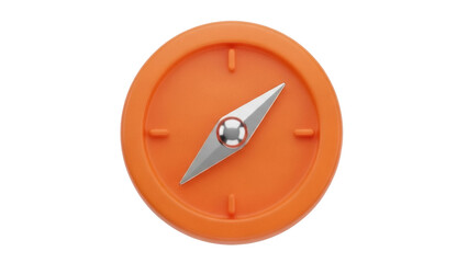 Isolated Navigation Compass, Directional Equipment, Orange, Silver, Geographical Orientation © Corman