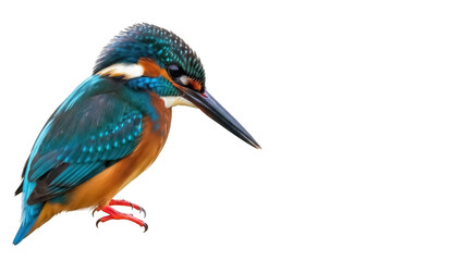 Obraz premium Isolated Eurasian kingfisher perched, Alcedo atthis, beautiful bird isolated, nature photography