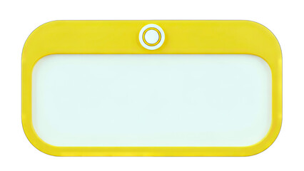 Yellow Rectangular Board with Button Isolated on White
