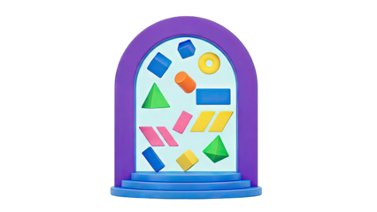 3D Geometric Shapes Floating Inside an Archway