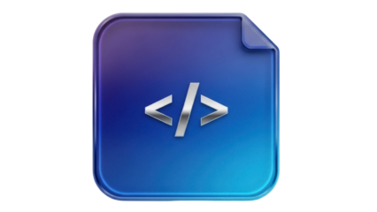 Isolated HTML document design, website coding file format icon for programming app development