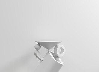 Minimal White Podium Platform For Product Display Showcase 3D Rendering