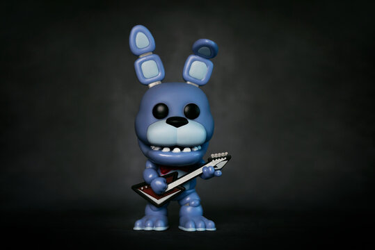 Funko POP vinyl figure of Bonnie character of the videogames,movies and books Five Nights at Freddy's. Illustrative editorial