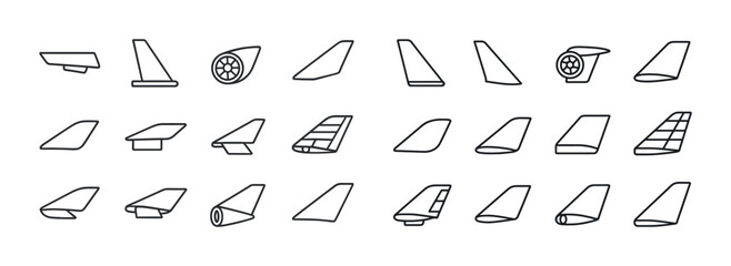 Collection of different airplane wing designs in line art style