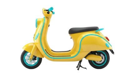 Isolated Yellow Electric Scooter, Personal Transportation in Trendy Color Design Concept