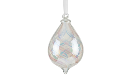 Isolated tear drop glass ornament hanging, colorful design, festive for holidays, decorative